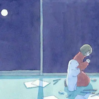 安奈治愈系插画女孩和北极熊卡通动漫头像我要个性网