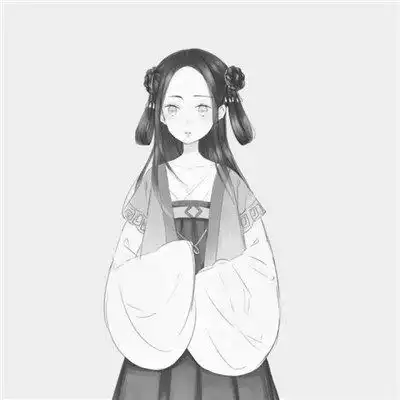 古风动漫情头黑白漫画一对