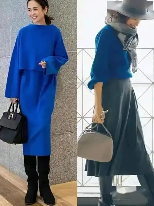 冬天别总穿黑白灰,蓝色系高级雅致,轻轻松松美成焦点