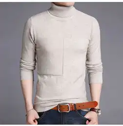 秋冬季新款简约时尚针织混羊毛衫男士