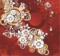 红色背景上的精美花边花纹图案下载1763217