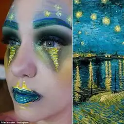 美轮美奂美女子在脸上再现大师画作