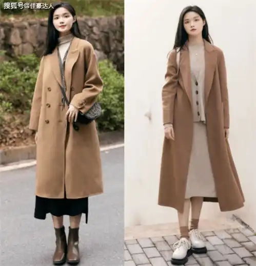 今年最火的呢大衣半身裙搭配,40岁女人照着穿,保暖又洋气