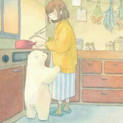 安奈治愈系插画女孩和北极熊卡通动漫头像我要个性网