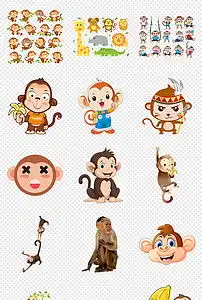 呆萌可爱猴子卡通动物海报素材背景png图片模板下载37.54mb动物大全自然
