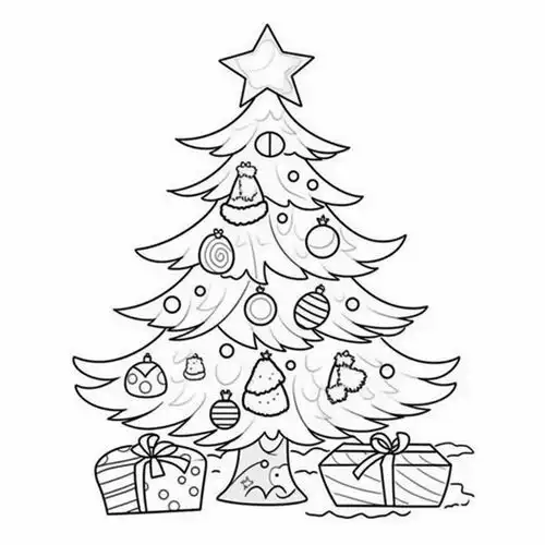 简约卡通线条风格圣诞树素材图片广告素材下载至来源处