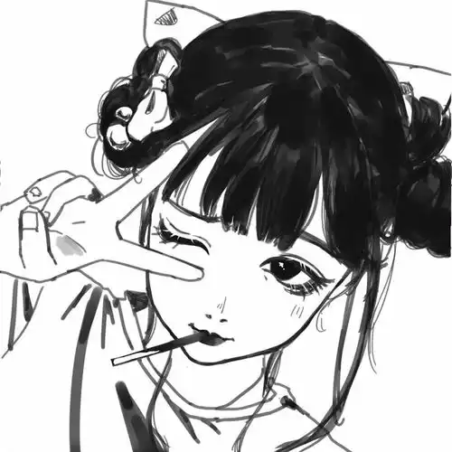 女头像动漫黑色系戴口罩