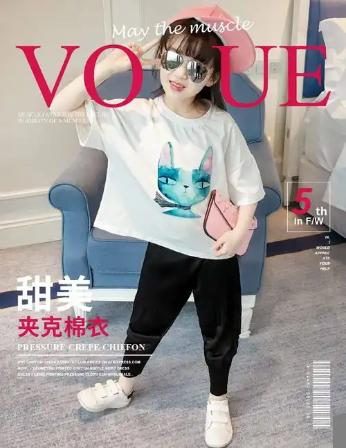 快活熊女童2017春季新款休闲圆领中袖t恤女童卡通印花t恤上衣潮