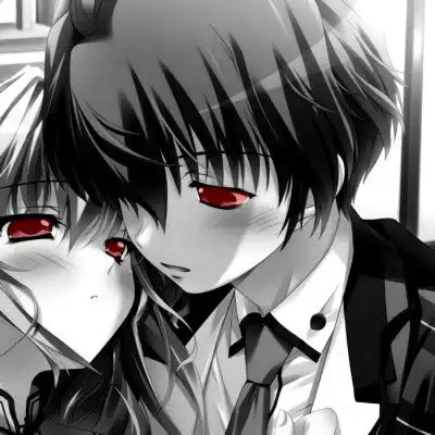 二次元黑暗系情侣头像一对两张冷酷冷血丧系动漫情侣头像