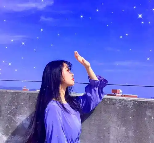 ins蓝色系闪闪发亮闺蜜头像