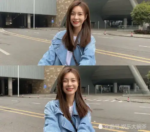 沈梦辰果然是个新鲜小可爱,私服造型变蓝色少女,漫步街头笑容甜