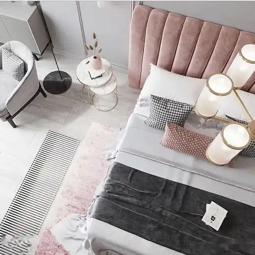 美家两间灰色粉色系的卧室家装设计