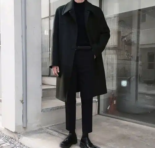 男生长款大衣搭配