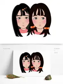 卡通可爱双胞胎女孩素材图片素材psb格式下载其他大全