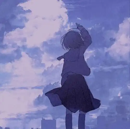 动漫女头蓝色系手绘女生头像壁纸