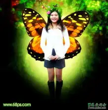 ps美女照片合成实例教程给清新的mm照片制作出绿色的蝴蝶仙子11