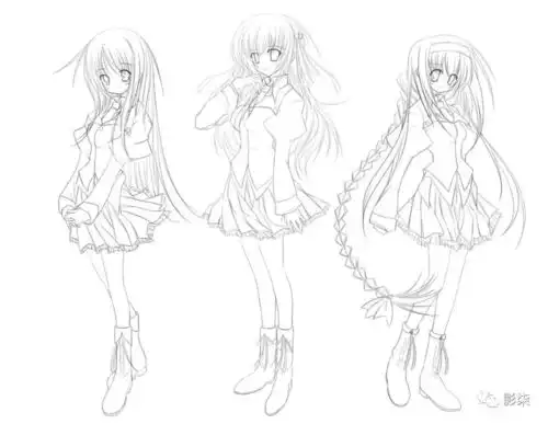 适合新手临摹的50张,卡通动漫人物线稿图006期