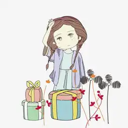 旅游女孩购买礼盒插画图片素材其他格式下载动漫人物大全