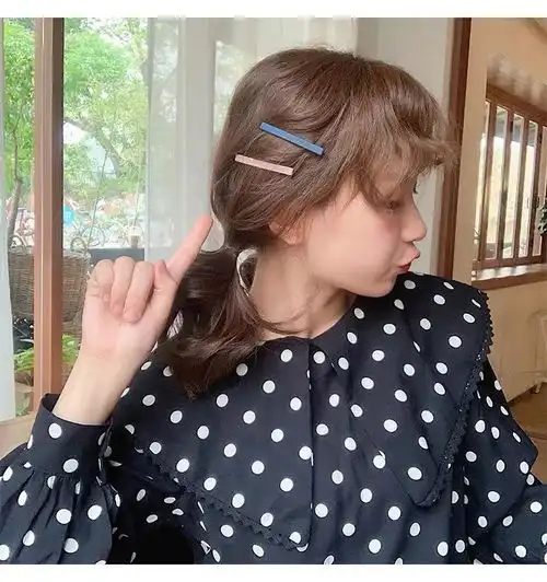 莫兰迪色发夹女韩版学生可爱简约风发卡网红ins风一字夹夹子头饰