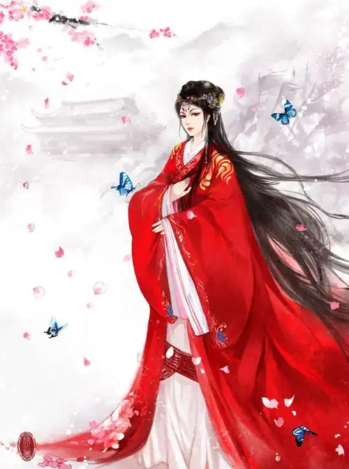 卡通图像红衣古风女孩
