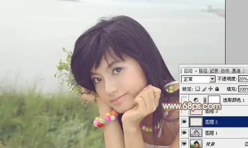 ps打造河滩美女柔没淡橙色
