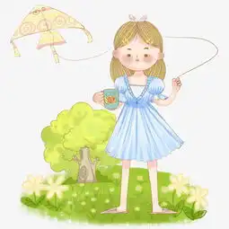 绿色手绘春季踏青春游插画图片素材其他格式下载动漫人物大全