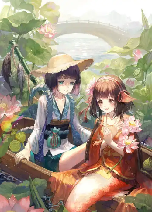 日韩系厚涂风格的美少女插画,画面又丰富还不花哨