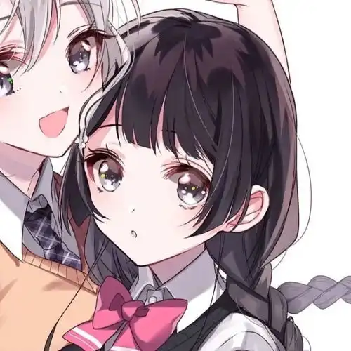 淡粉色淡蓝色动漫闺密头像