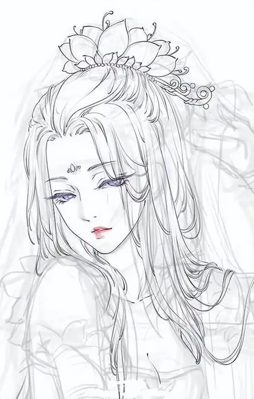 猫系少女简笔画古风动漫