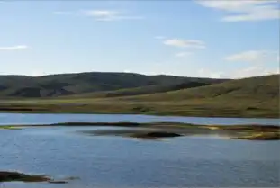 蓝天白云不能遮住这片玛多星星海,仿佛就像一幅山水画