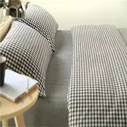 欧的家纺纯棉水洗棉小格系列时尚简约床单床笠床品四件套