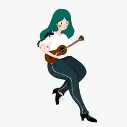 卡通弹吉他的美女插画图片素材其他格式下载动漫人物大全