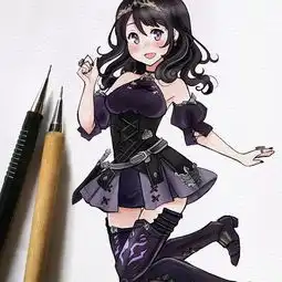 小清新二次元动漫美少女,快保存下来去练习吧