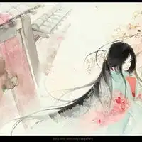 动漫女生侧脸头像要求最好是蓝色头发不是的也可以伤感的披头的带一点古风