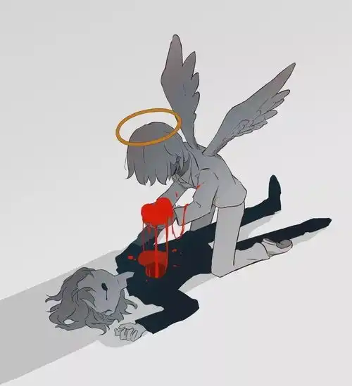 动漫的丧系女生头像插画