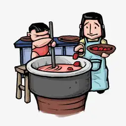 腊八节熬腊八粥奶奶孙子人物插画图片素材其他格式下载动漫人物大全