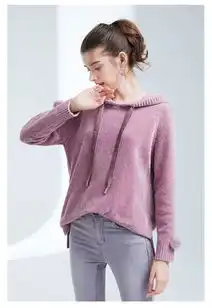 粉色原宿风长袖针织卫衣女套头连帽ins慵懒韩版宽松上衣女装