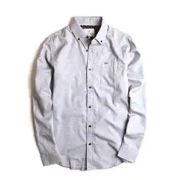 一件代发外贸原单男装2016秋冬水洗棉简约纯色款男士纯色长袖衬衫