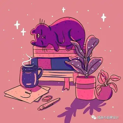 插画丨少女心爆棚的粉紫色系插画,像被施了魔法万物皆可甜