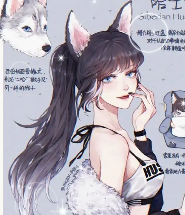 狗狗集体化身动漫美少女,柯基腿短可爱,哈士奇竟成高冷御姐