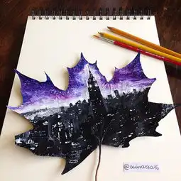 autumnartwork将落叶作为画布彩绘出另一片世界