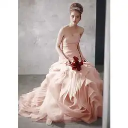 王薇薇verawang1000113000女款婚礼欧根纱裹胸14粉色系抹胸水钻装饰教堂长拖尾婚纱多色可选vw351011价格报价图片正品品牌