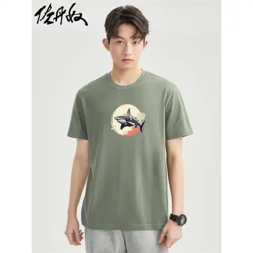 gxg男装零压系列速干透气休闲圆领短袖t恤男士上衣24年夏灰绿色180xl