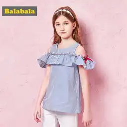 巴拉巴拉童装女童衬衫短袖中大童夏装2018新款甜美纯棉儿童衬衣潮蓝白色调0481150cm蜜芽,中国领先的进口母婴限时特卖商城