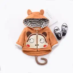 依莱酷男女童休闲外套卡通猴子刺绣婴幼儿童棉衣服宝宝秋冬装连帽卫衣蜜芽,中国领先的进口母婴限时特卖商城