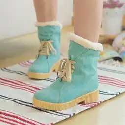 2012冬季新品日韩甜美淑女两穿防水台系带毛毛靴中筒靴女