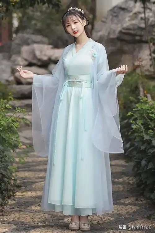 古风意境仙女下凡,汉服小清新女孩