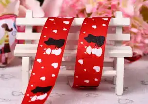 未来织带2.5cm情人节红底小猫系列罗纹带xcqr006