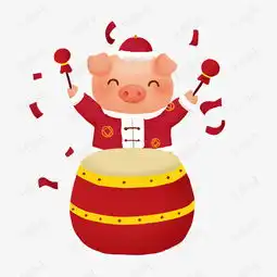 新年小猪之可爱小猪打鼓png透明底千库原创素材图片免费下载高清psd千库网图片编号11421740