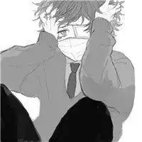 戴口罩的男生头像动漫原图和黑白